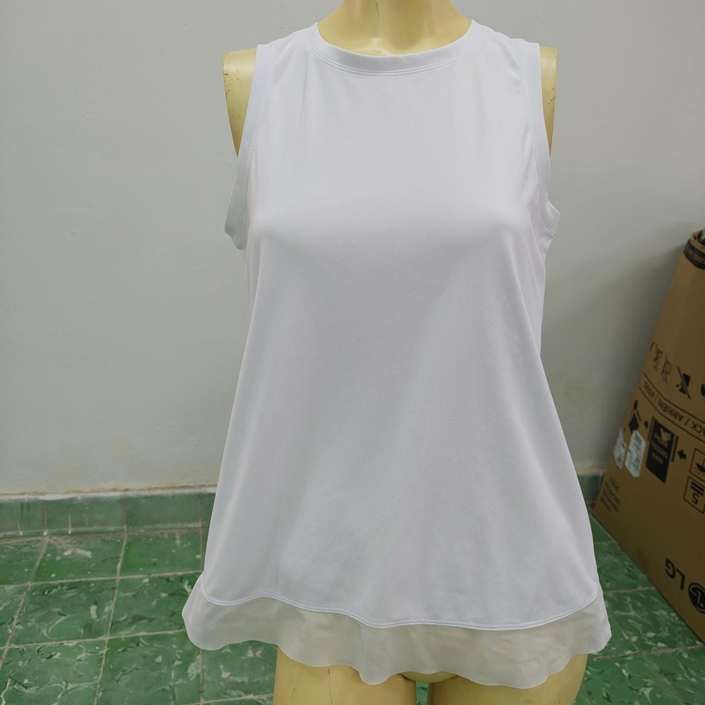 Apana Womens White Sleeveless Athletic Tank Top Gym Summer Activewear Size M